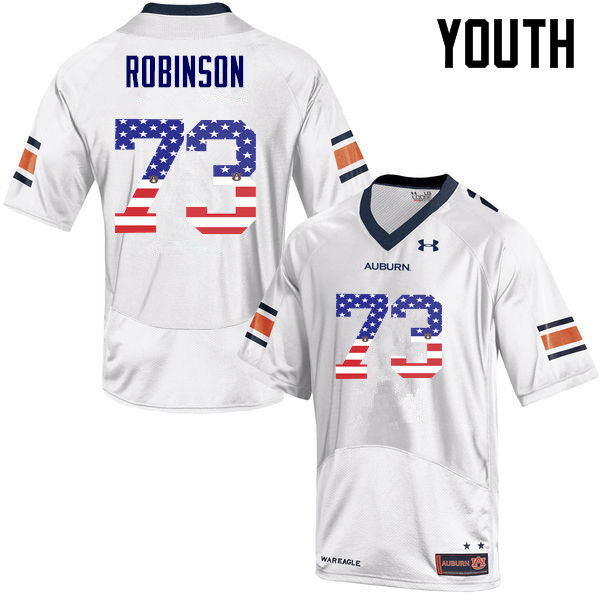 Youth #73 Greg Robinson Auburn Tigers USA Flag Fashion College Football Jerseys-White